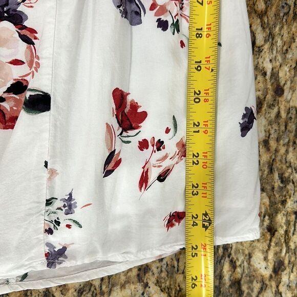 Torrid Floral Babydoll Bell Sleeve Off The Shoulder Lace Up Top Size 1 - Picture 11 of 11